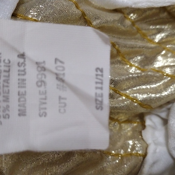 NEW LEAF by Samir Ruched Chiffon Dress 11-12 Gold Sequin Grecian Goddess Style - Picture 16 of 17